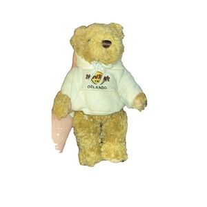Hard Rock Café Orlando Plush Bear Brown with White Hoodie / Re- glued Leg